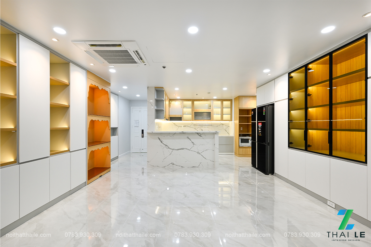 Thi công nội thất phòng khách bếp căn hộ Giai Việt | B23.07 - 140m2
